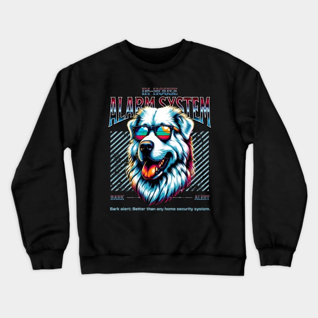 Bark Alert Pyrenean Mountain Dog Crewneck Sweatshirt by Miami Neon Designs